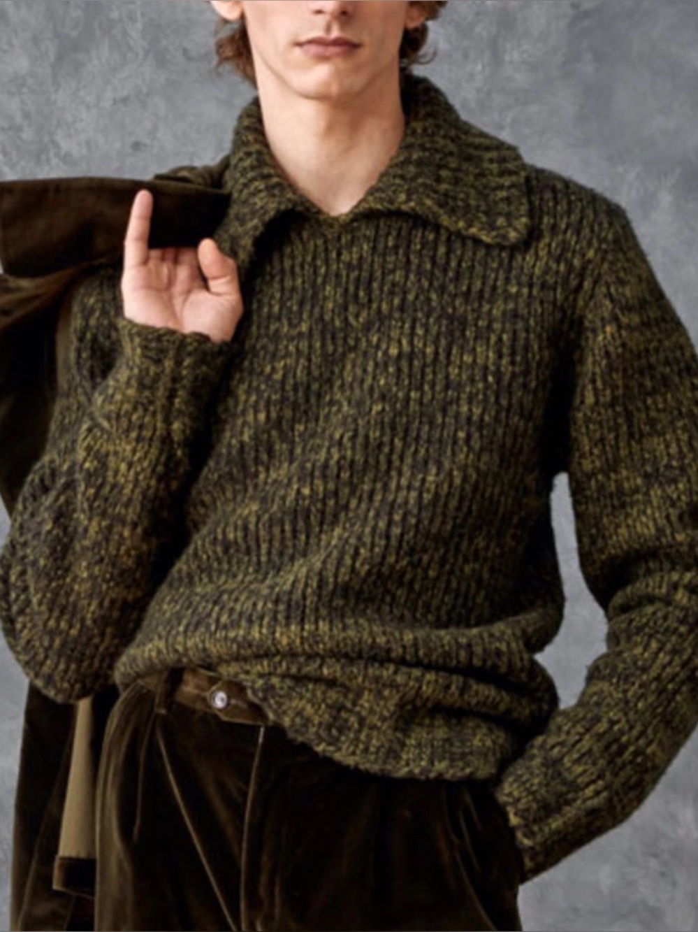 Todd Snyder
Todd Snyder Green Wool Cashmere
Mouline Collar Crewneck Sweater